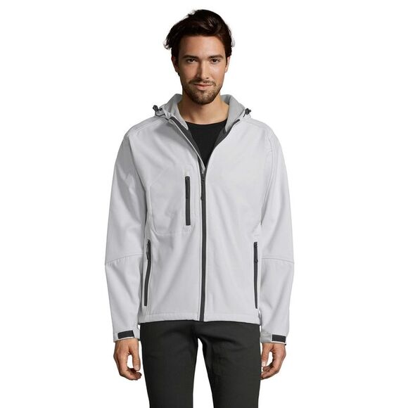 SOLS Mens Replay  Soft Shell Zip up Jacket (Windproof And Water Resistant) / Whi - Picture 2 of 5